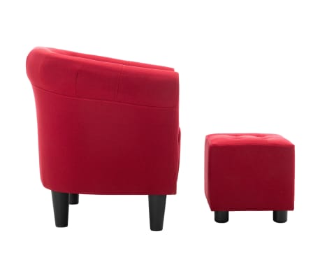 vidaXL 2 Piece Armchair and Stool Set Wine Red Fabric