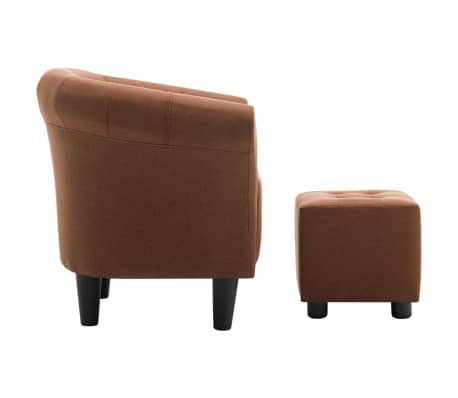 vidaXL Set de sillón con taburete reposapiés 2 piezas tela marrón