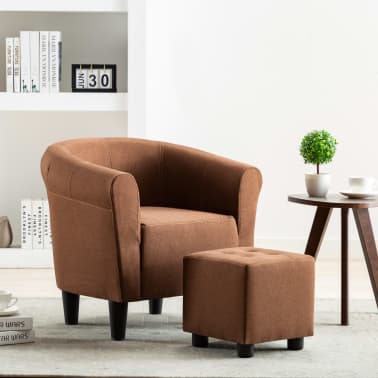 Hedendaags vidaXL 2-delige Fauteuilset met hocker stof bruin | vidaXL.nl ZC-34