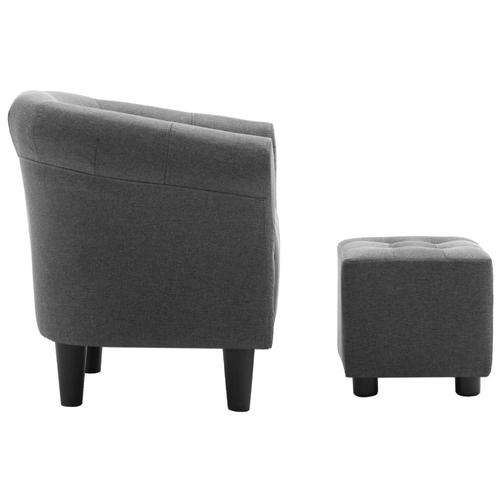 

vidaXL 2-delige Fauteuilset met hocker stof donkergrijs