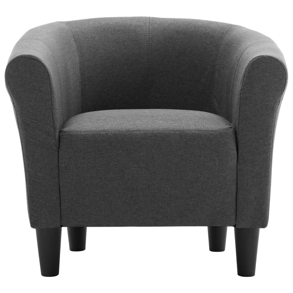 2dílná sada křeslo a stolička tmavě šedá textil