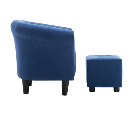 vidaXL 2 Piece Armchair and Stool Set Blue Fabric