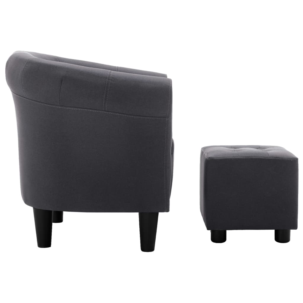 vidaXL 2-częściowy zestaw: fotel z podnóżkiem, czarny, tkanina