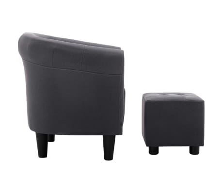 vidaXL 2 Piece Armchair and Stool Set Black Fabric