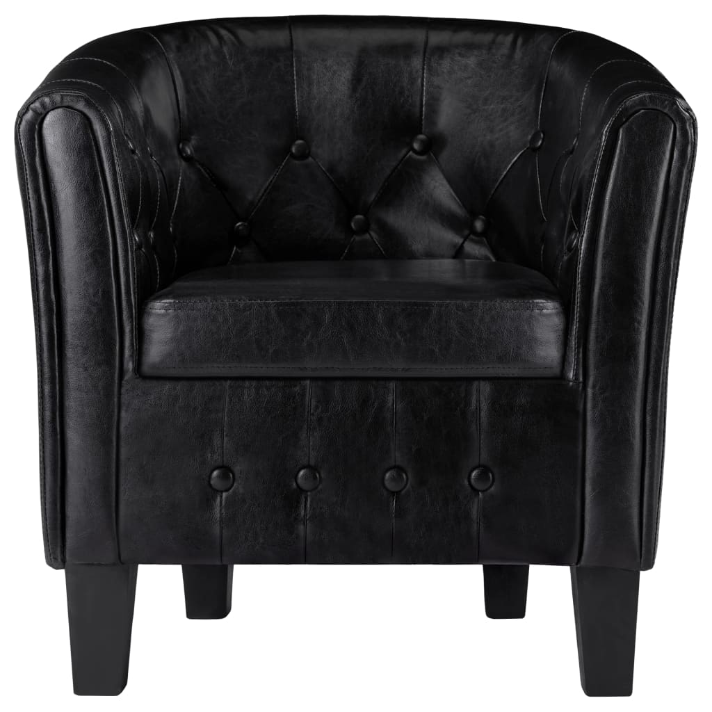 vidaXL Tub Chair Black Faux Leather