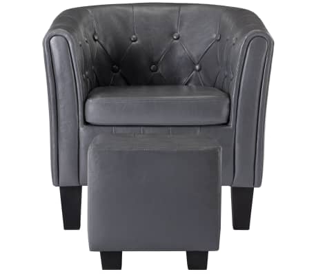 vidaXL Chaise cabriolet avec repose-pied Gris Similicuir