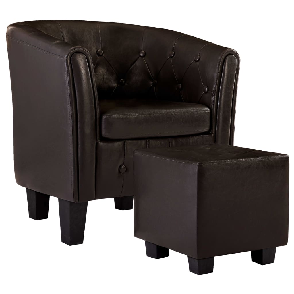 Fauteuil Avec Repose-pied Marron Similicuir VidaXL 13 width=274