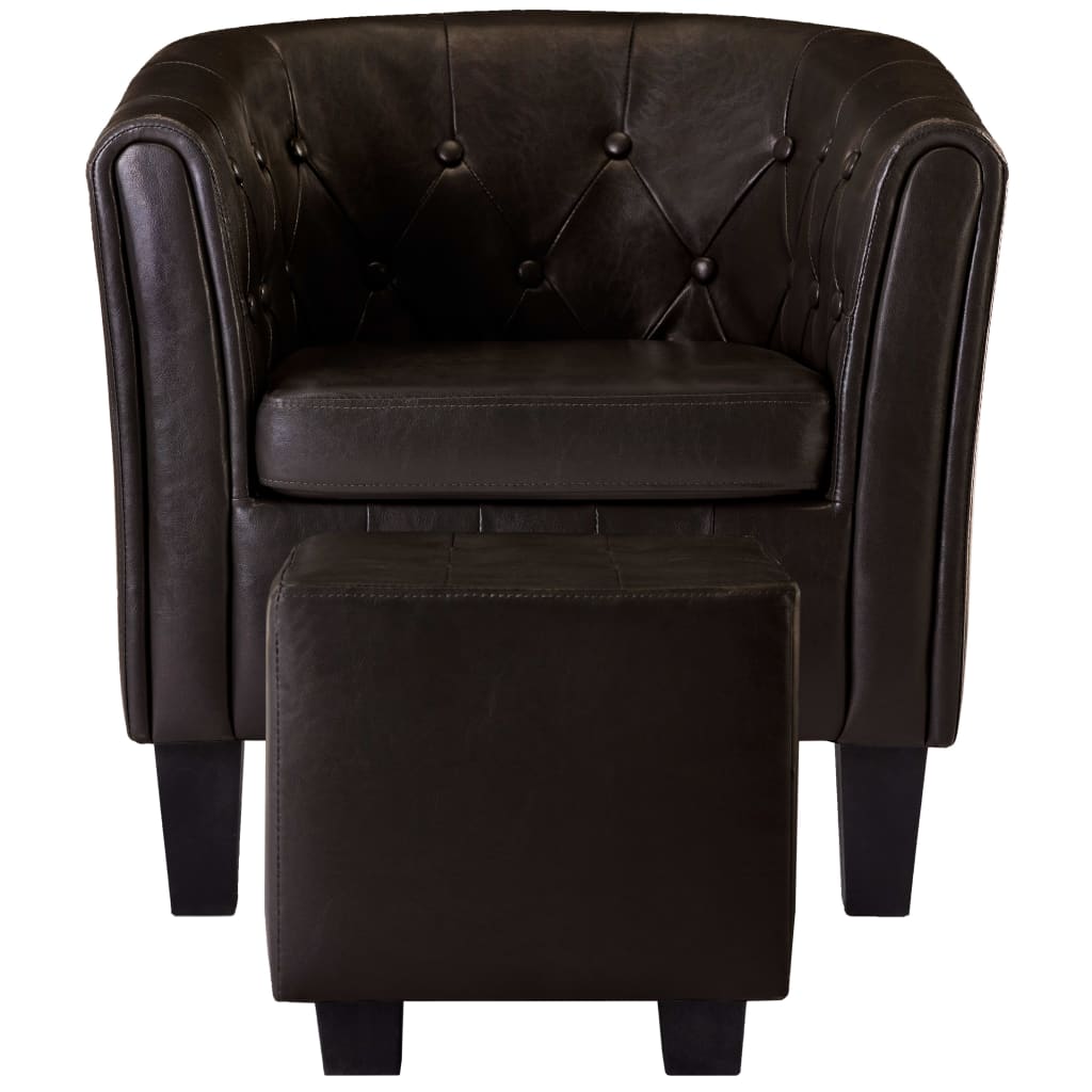 vidaXL Fotelja od umjetne kože s osloncem za noge smeđa