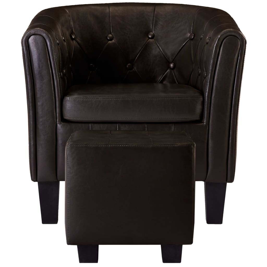 Fauteuil Avec Repose-pied Marron Similicuir VidaXL 14 width=274