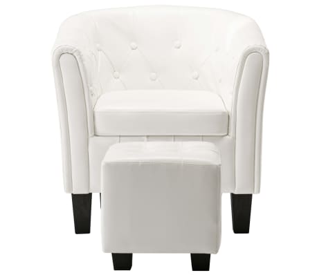 vidaXL Tubast stol s stolčkom za noge iz belega umetnega usnja