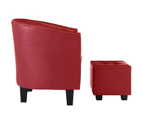 vidaXL Sillón con diseño de cubo y reposapiés cuero sintético rojo