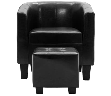 vidaXL Sillón con diseño de cubo con reposapiés cuero sintético negro