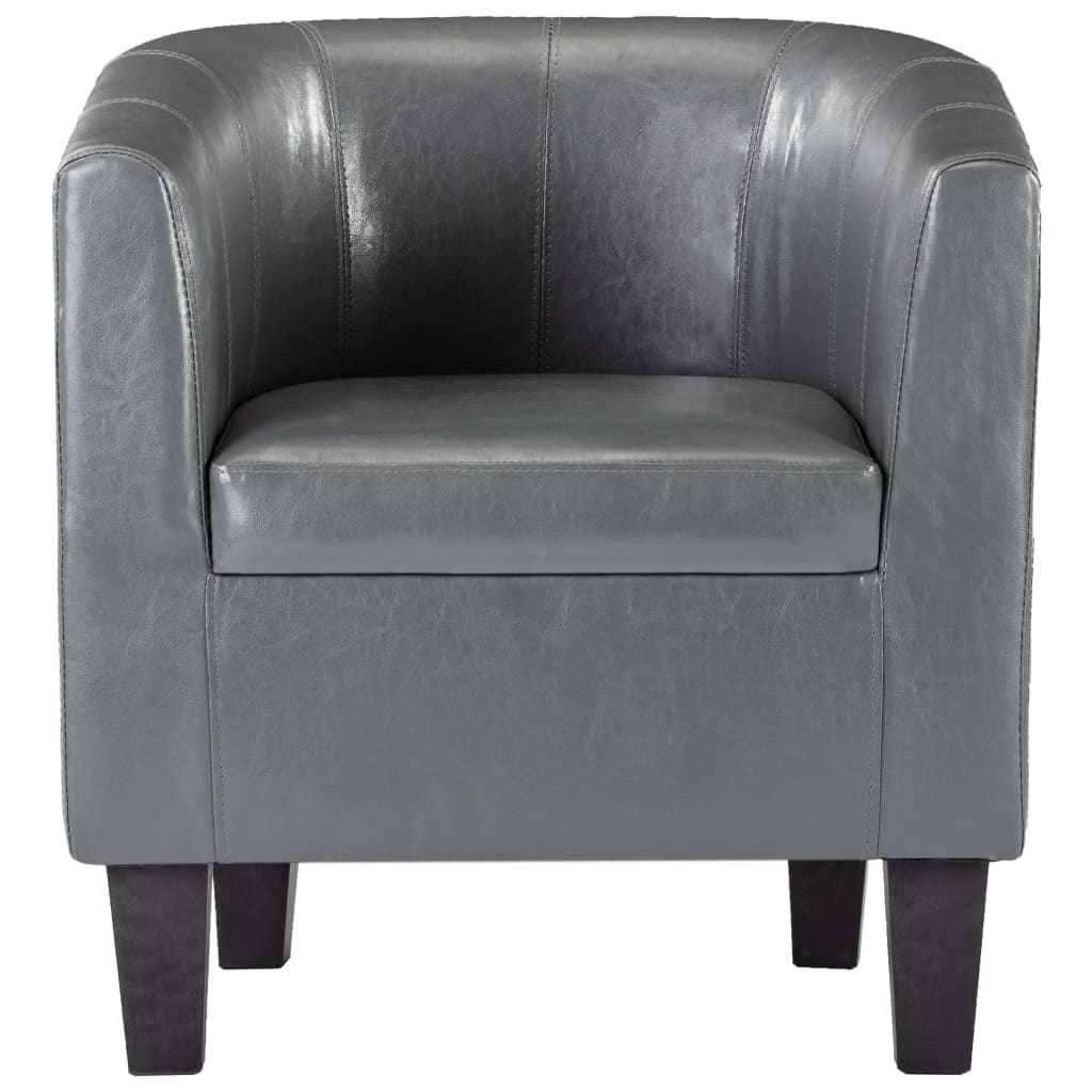 Fauteuil Avec Repose-pied Gris Similicuir VidaXL 15 width=274