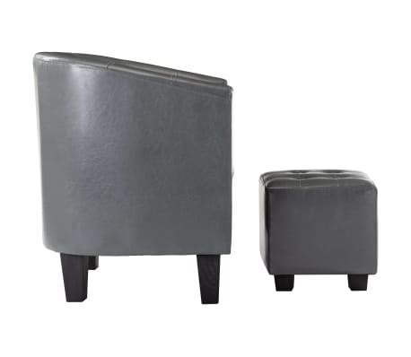 vidaXL Sillón con diseño de cubo con reposapiés cuero sintético gris