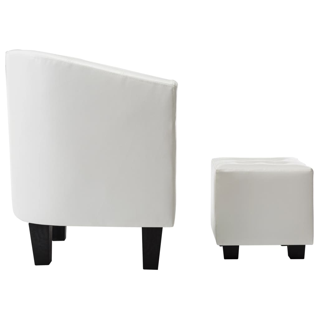 vidaXL Tubast stol s stolčkom za noge iz belega umetnega usnja