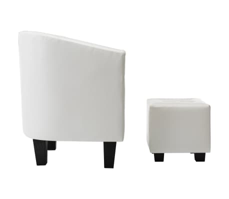 vidaXL Tub Chair with Footstool White Faux Leather