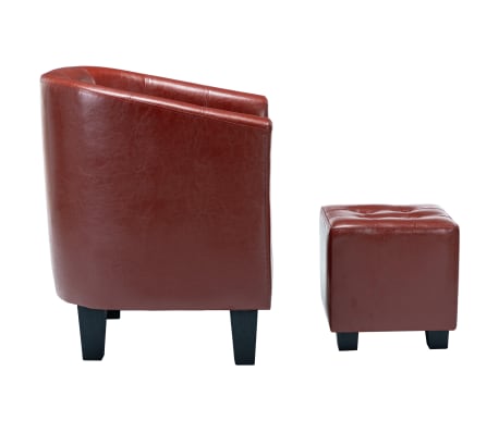 vidaXL Tub Chair with Footstool Wine Red Faux Leather