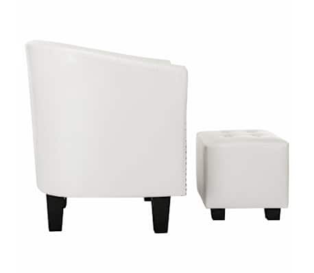 Set 2 Sgabelli In Similpelle Bianca Con Poggiapiedi E Base In Metallo - 9