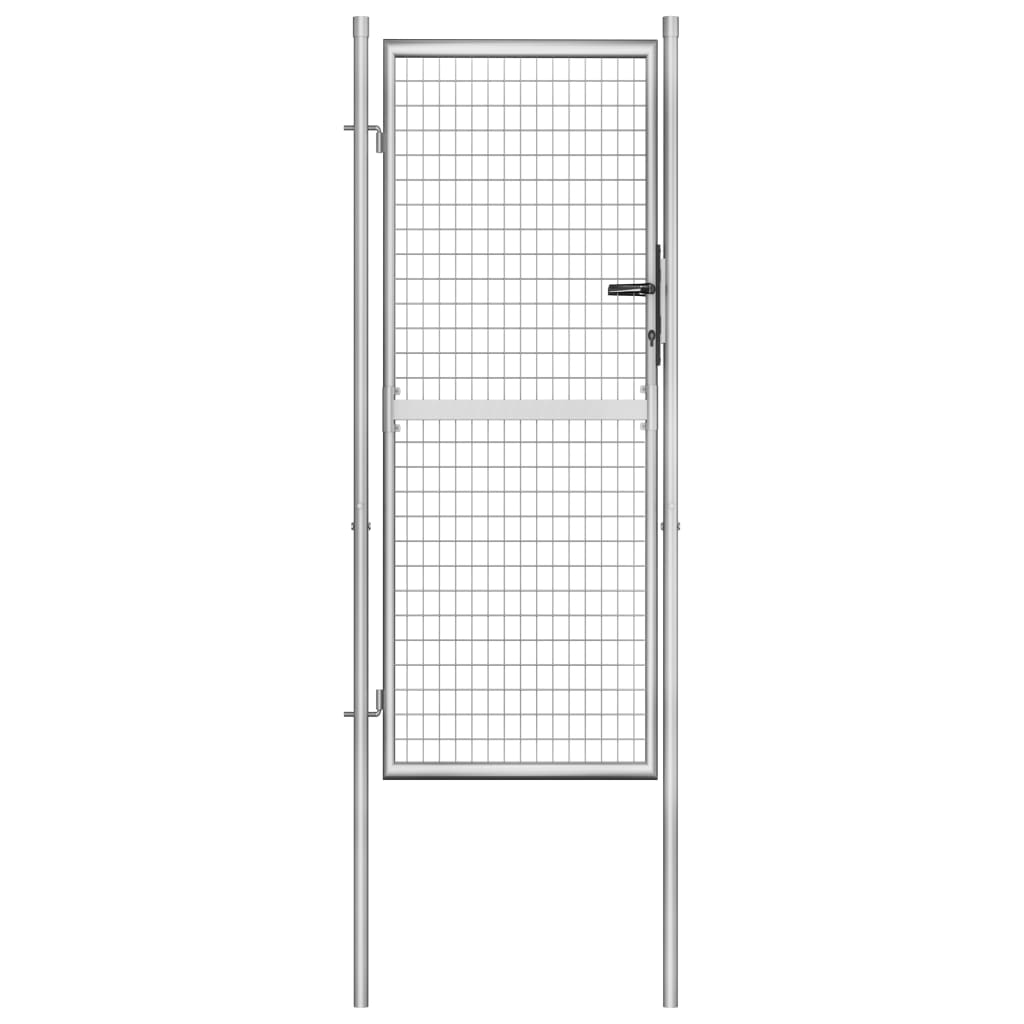 ezüstszínű horganyzott acél kertkapu 105 x 250 cm