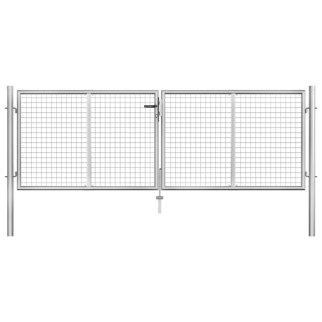 vidaXL Gartentor Verzinkter Stahl 306 x 125 cm Silbern