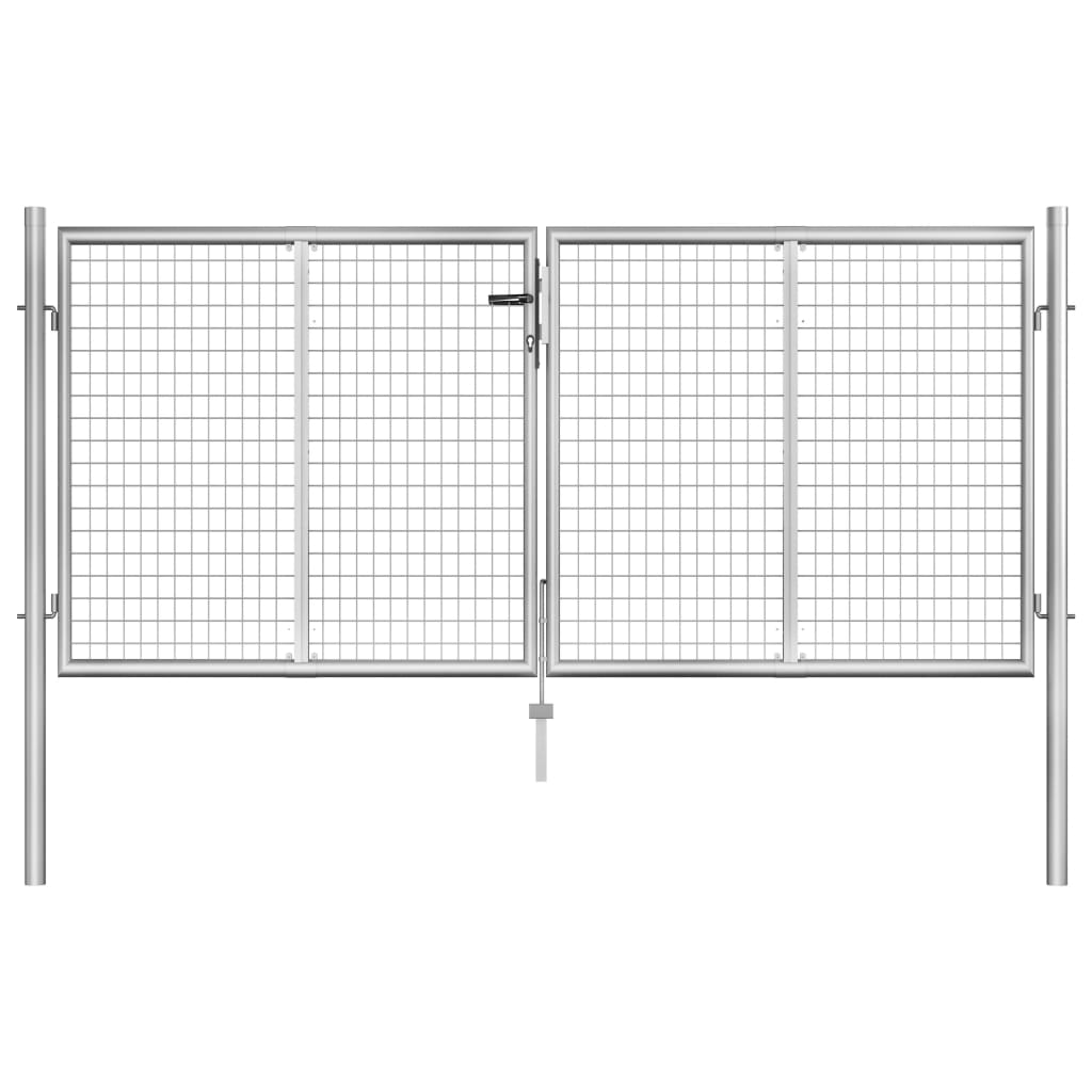 7: vidaXL havelåge galvaniseret stål 306 x 150 cm sølvfarvet