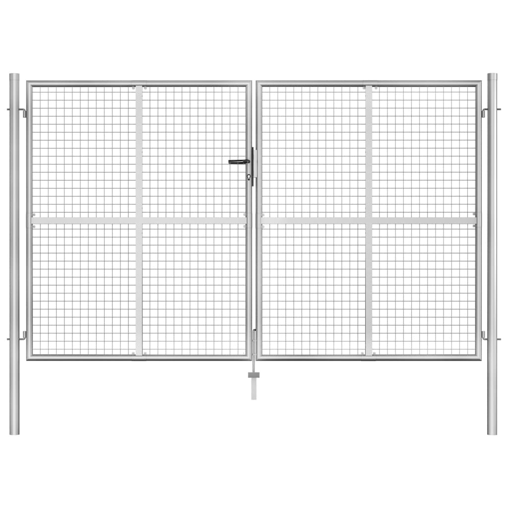 vidaXL Gartentor Verzinkter Stahl 306 x 200 cm Silbern