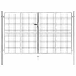 Vrtna vrata pocinkano jeklo 306x200 cm srebrna