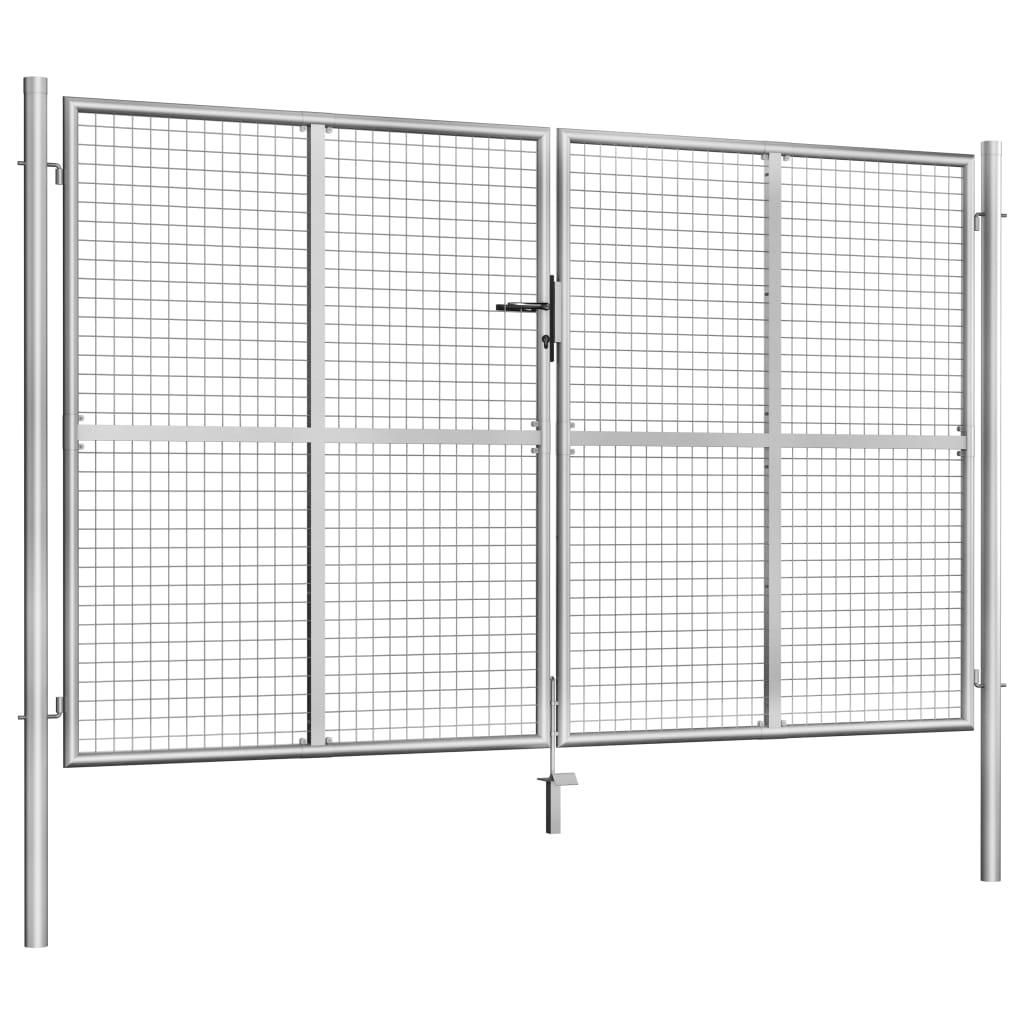 vidaXL Poort 306x200 cm gegalvaniseerd staal zilverkleurig afbeelding