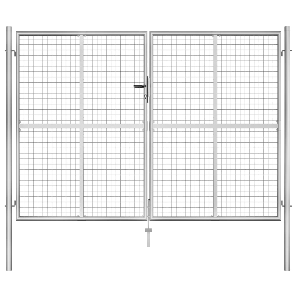 vidaXL Vrtna vrata pocinkano jeklo 306x225 cm srebrna