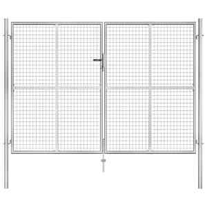 Vrtna vrata iz pocinkanega jekla 300 x 175 cm srebrne barve