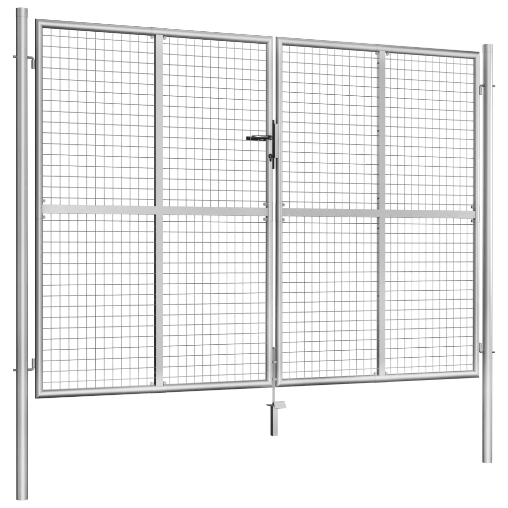 vidaXL Poort 306x225 cm gegalvaniseerd staal zilverkleurig afbeelding