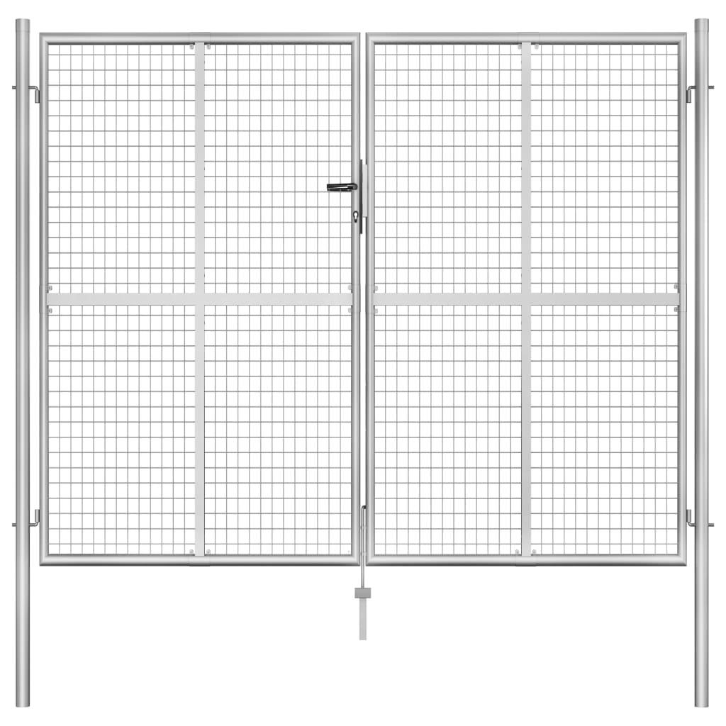 vidaXL Porte de jardin Acier galvanisé 306x250 cm Argenté