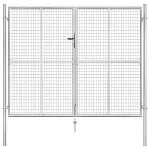 Vrtna vrata iz pocinkanega jekla 300x200 cm srebrne barve