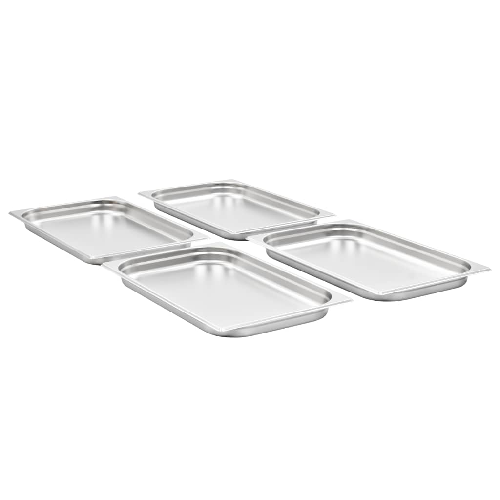 vidaXL Recipientes gastronorm 4 pcs GN 1/1 40 mm aço inoxidável