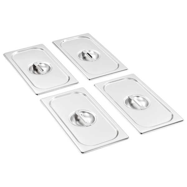 vidaXL Kaaned GN 1/3 pannile, 4 tk, roostevaba teras