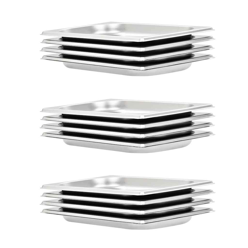 vidaXL Gastronádoby 12 ks GN 1/4 20 mm nerezová ocel