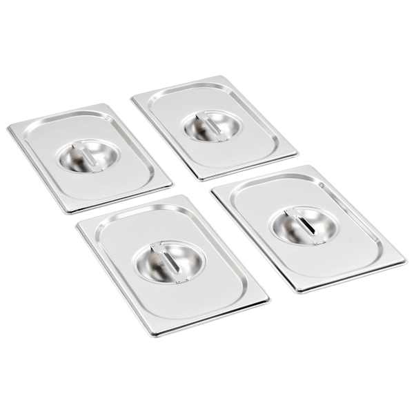 vidaXL Kaaned GN 1/4 pannile, 4 tk, roostevaba teras