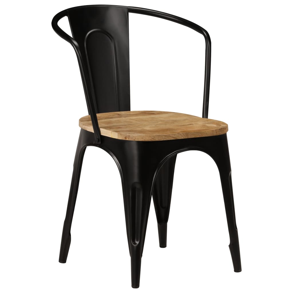 vidaXL Dining Chairs 2 pcs Black Solid Mango Wood