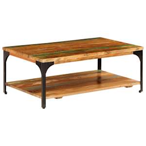 vidaXL riiuliga kohvilaud, 100 x 60 x 35 cm, toekas taastatud puit