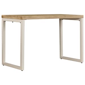 vidaXL Eettafel 115x55x76 cm massief mangohout en staal