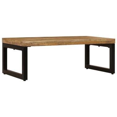 vidaXL Mesa de centro 110x50x35 cm madeira de mangueira maciça e aço[2/14]