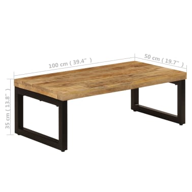 vidaXL Mesa de centro 110x50x35 cm madeira de mangueira maciça e aço[9/14]