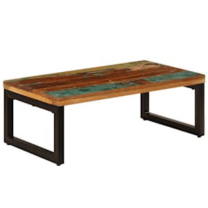 vidaXL kohvilaud, 100 x 50 x 35 cm, taastatud puit ja teras