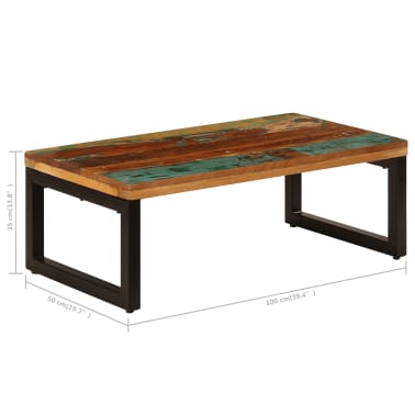 vidaXL Mesa de centro 100x50x35 cm madeira recuperada maciça e aço[8/13]