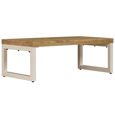 vidaXL Mesa de centro 110x50x35 cm madeira de mangueira maciça e aço[2/14]