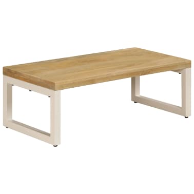vidaXL Mesa de centro 110x50x35 cm madeira de mangueira maciça e aço[13/14]