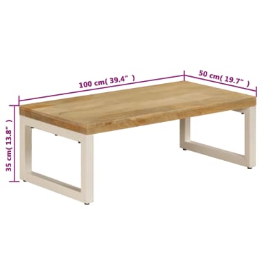 vidaXL Mesa de centro 110x50x35 cm madeira de mangueira maciça e aço[9/14]