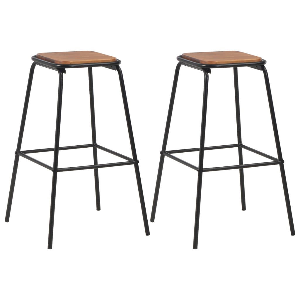 vidaXL Tabourets de bar 2 pcs Noir Pinède solide et acier