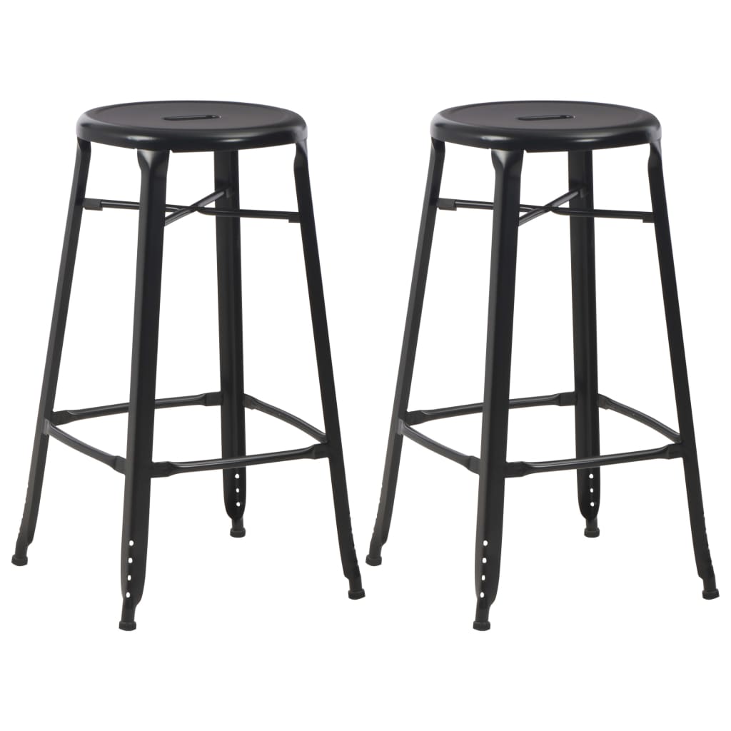 vidaXL Tabourets de bar 2 pcs Noir Acier