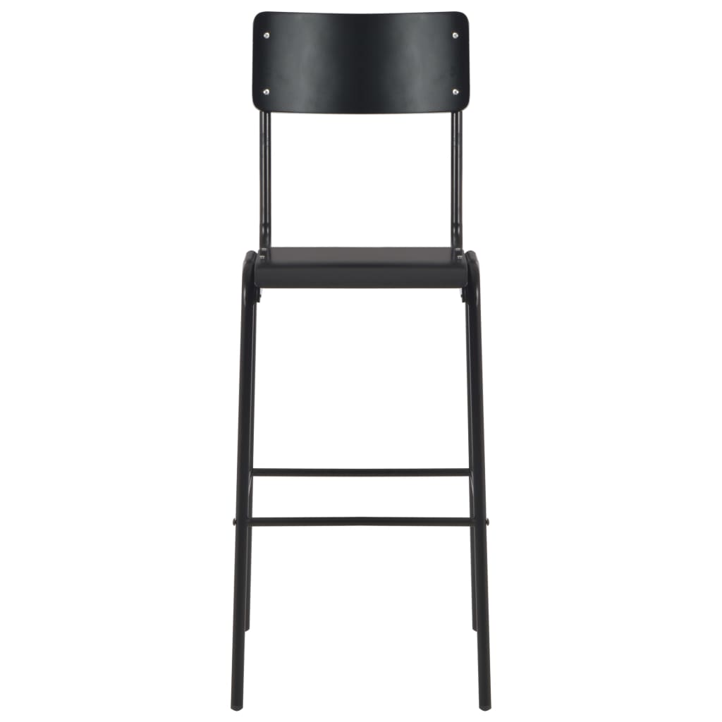 

vidaXL Barstoelen 2 st massief multiplex staal zwart